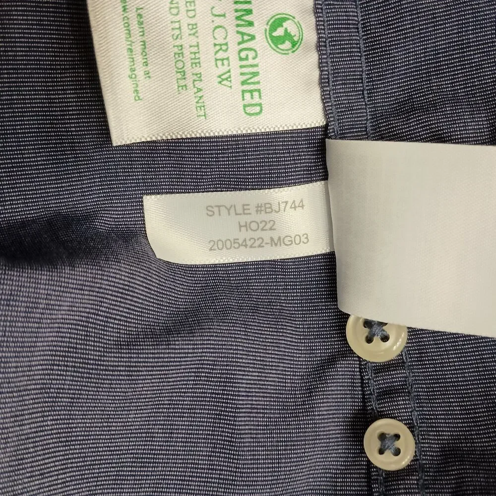 J Crew Mens Slim Shirt Small Blue Button Up Long Sleeve Woven 100% Cotton BJ744
